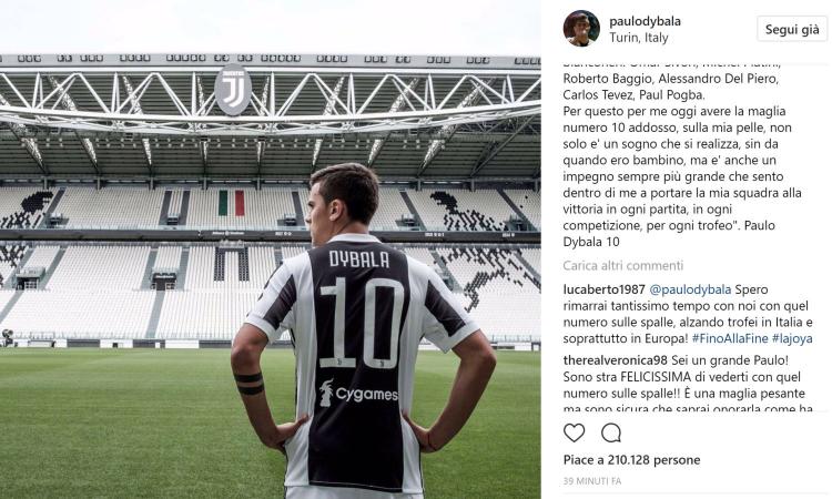Dybala: 'La 10 speciale, responsabilità e appartenenza alla Juve. E' un sogno!'