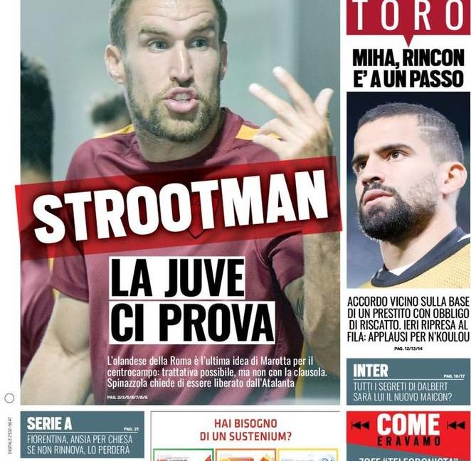 Juve, assalto a Strootman, Rincon verso il Torino: le prime dei giornali