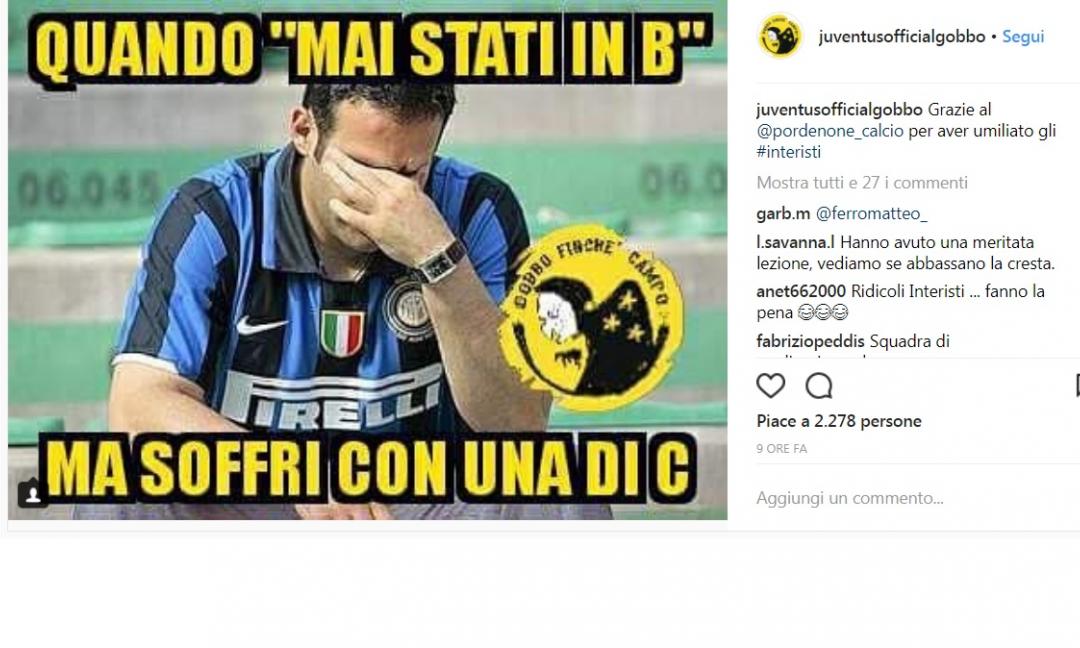 Inter-Pordenone, sui social impazzano gli sfottò juventini GALLERY