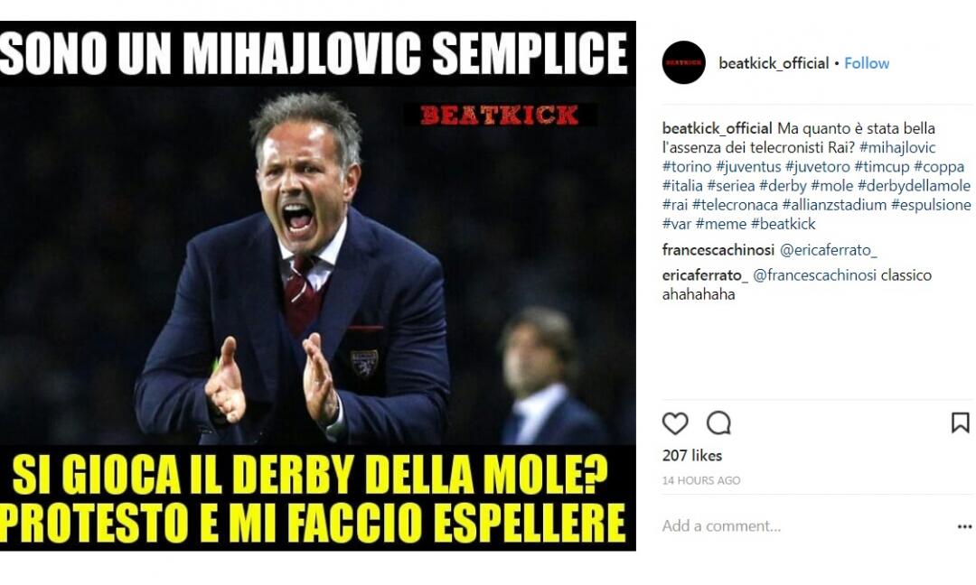 Juve-Torino sui social: 'Non c'è derby senza rosso a Mihajlovic' GALLERY