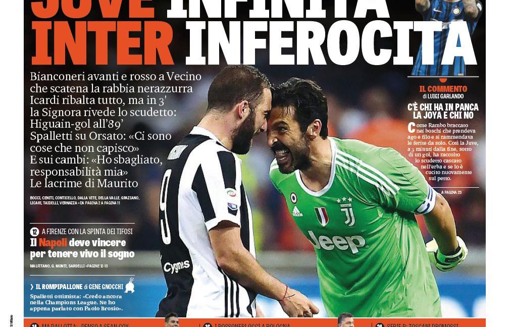 'Juve infinita, Inter inferocita': le prime pagine di oggi