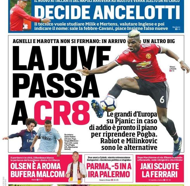 'Juve, adesso Pogba' e 'Messi-Inter', le prime pagine di oggi