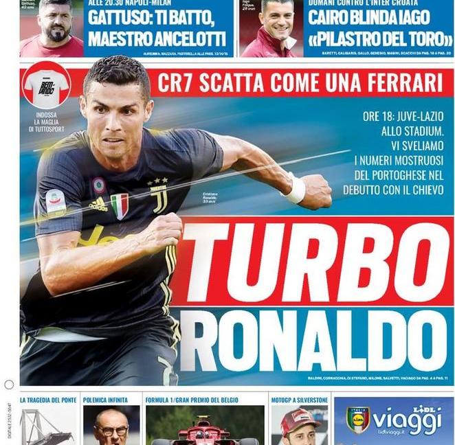 'Turbo Cristiano' e 'SMS alla Juve': le prime pagine dei quotidiani