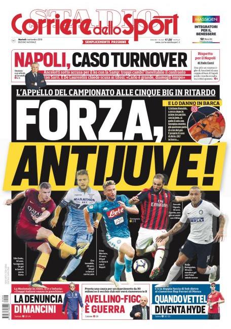 'Forza Anti Juve!': l'appello del CorSport in prima pagina