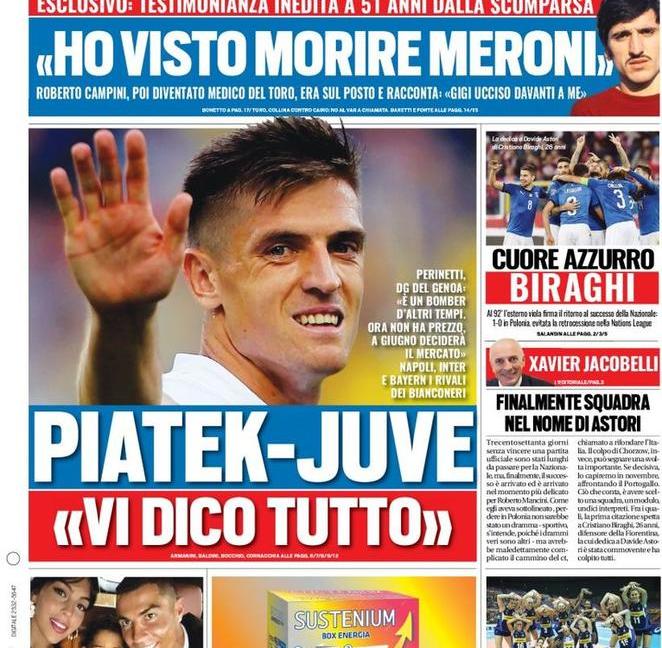'Piatek-Juve, vi dico tutto': le prime pagine di oggi