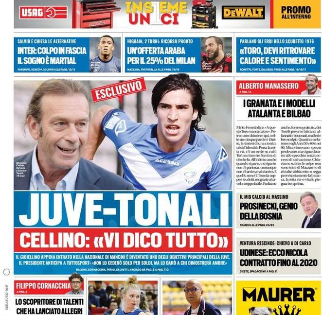 'Juve, spunta Vidal!', Marotta-Inter, c'è il sì: le prime pagine di oggi