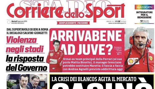 'Arrivabene alla Juve', 'Allegri come il Trap': le prime pagine di oggi