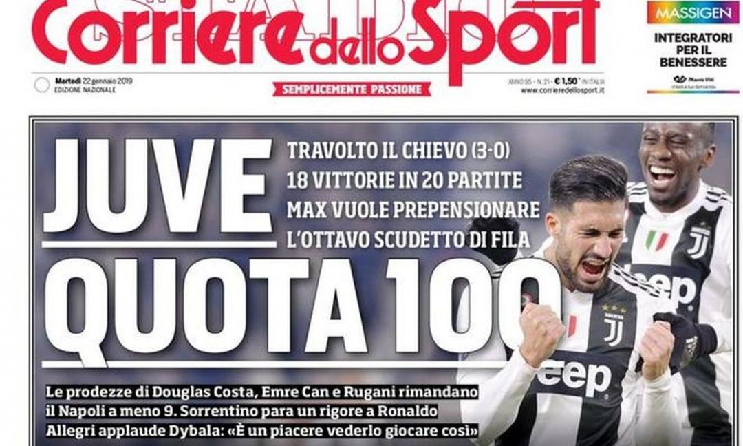 'Juve quota 100', 'Record e Romero': le prime pagine dei quotidiani