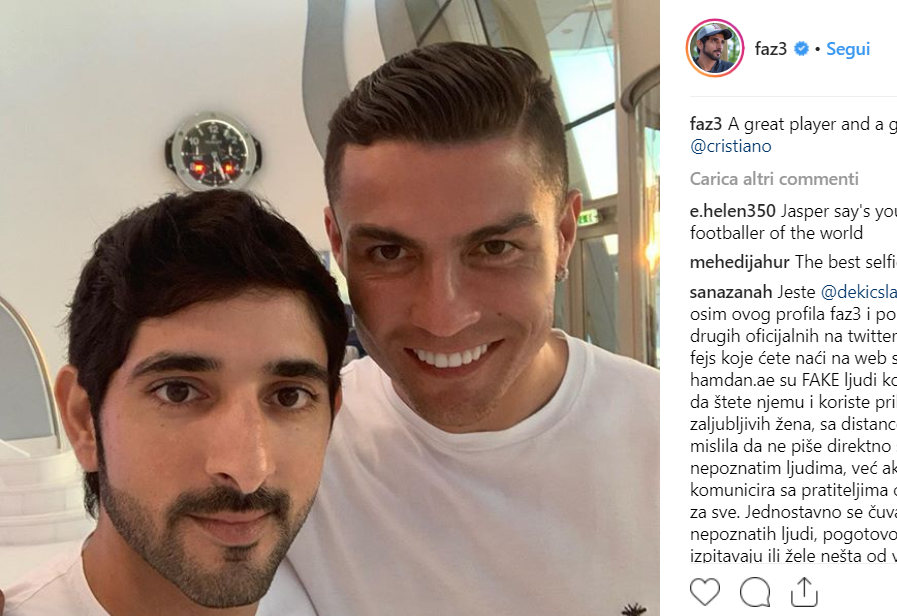 Ronaldo: il selfie con lo sceicco fa il giro del web FOTO