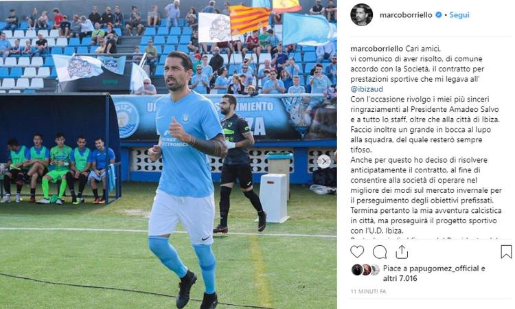 UFFICIALE: Borriello lascia l'Ibiza, il messaggio dell'ex Juve