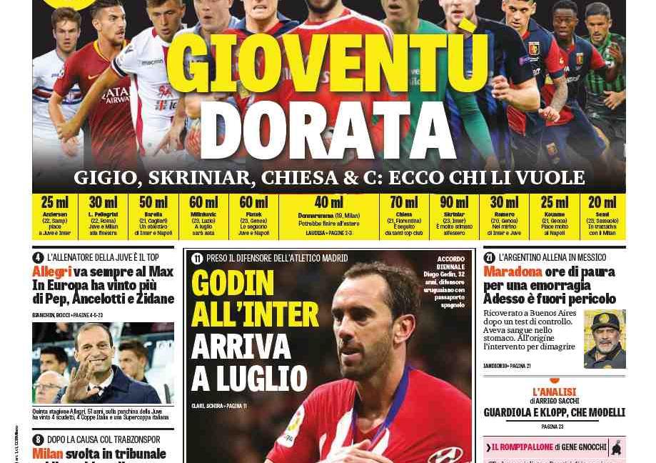 'Premier Juve', 'Allegri al Max': le prime dei giornali