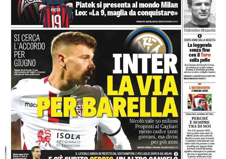 'Bruno Alves e Marcelo con CR7', Barella per l'Inter: le prime pagine