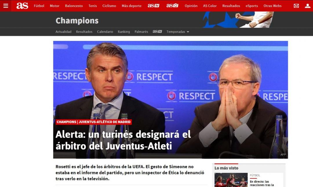 Accuse dalla Spagna: 'Un torinese sceglie l'arbitro di Juve-Atletico' 