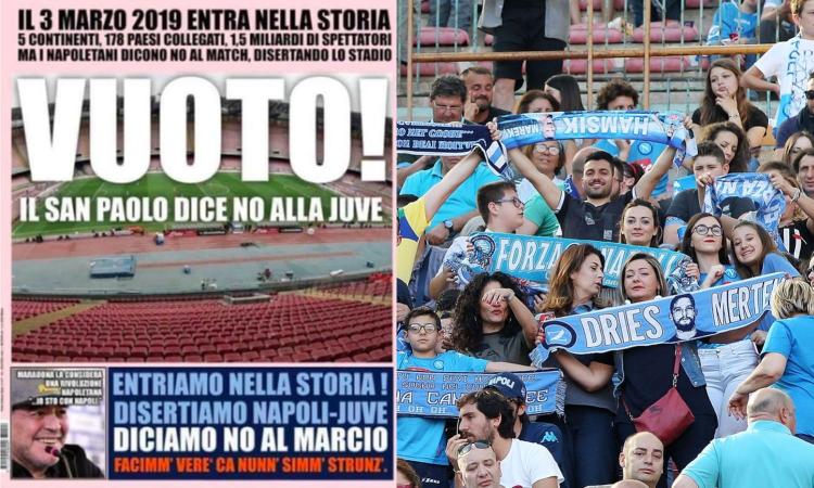 Napoli, l'ultimo delirio: 'San Paolo vuoto, diciamo no alla Juve'