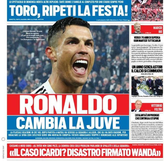 Dybala per Icardi, Ronaldo cambia la Juve: le prime dei giornali