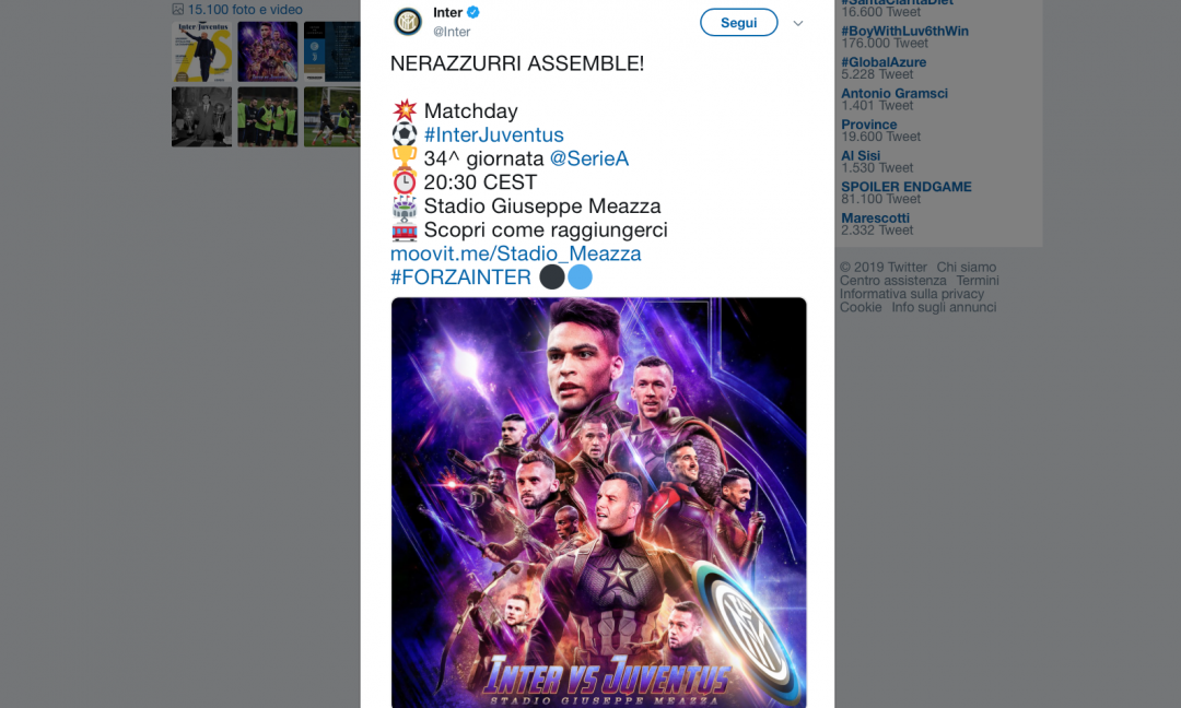 L'Inter si affida agli Avengers contro la Juve FOTO