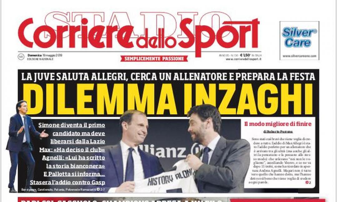 'Dilemma Inzaghi', 'Solo applausi' per Allegri: le prime dei quotidiani