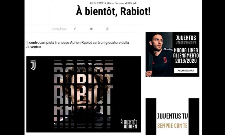 UFFICIALE: Rabiot è della Juve. Alle 11 la conferenza stampa