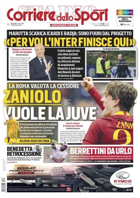 'De Ligt chiama Sarri' e 'Zaniolo vuole la Juve': le prime pagine dei quotidiani