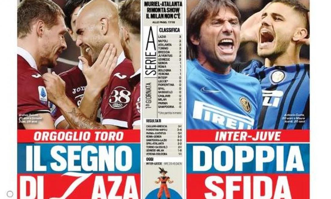 'Doppia sfida Juve-Inter', 'Roma, caccia a Rugani': le prime dei quotidiani