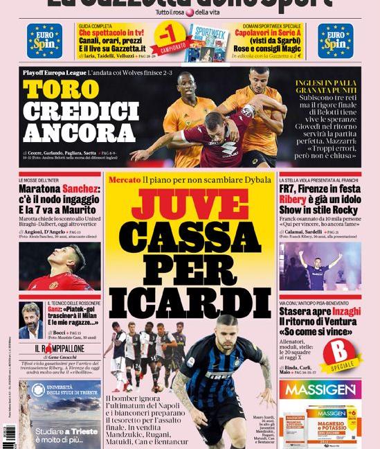 'Bagarre Neymar, c'è la Juve': tutte le prime pagine di oggi