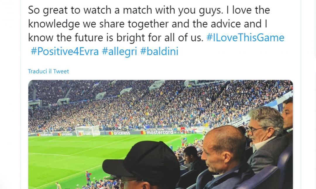 Allegri con Evra e Baldini a vedere... il Tottenham! L'indizio di mercato
