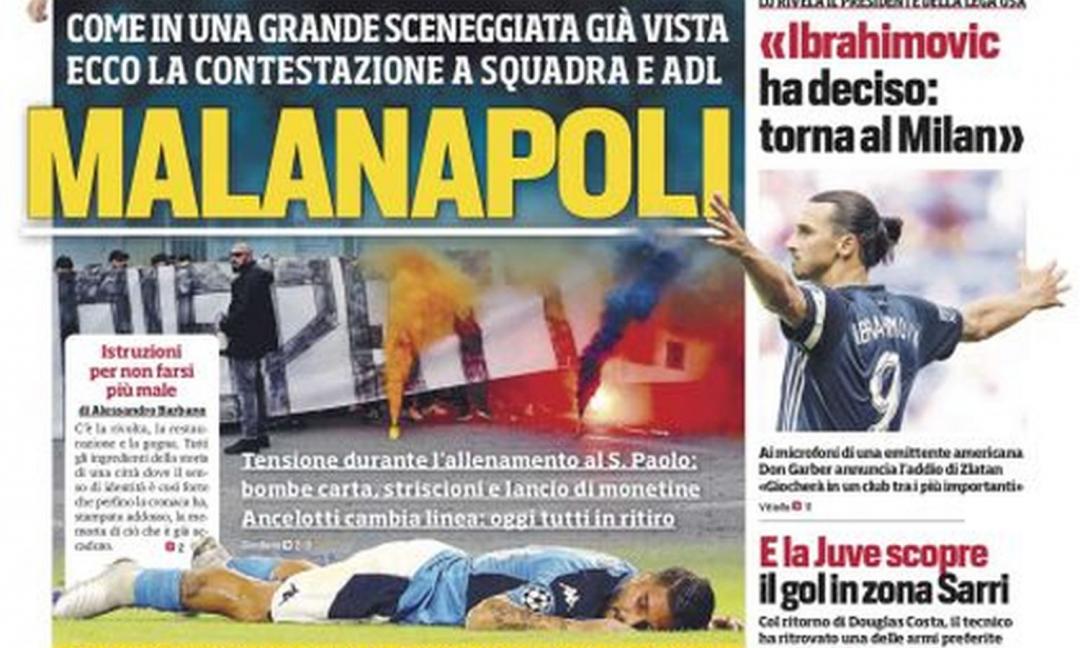 La Juve scopre la 'zona Sarri', 'Mala Napoli': le prime dei quotidiani