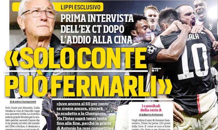 'Juve ancora al 60%', 'Solo Conte può fermarli': le prime pagine