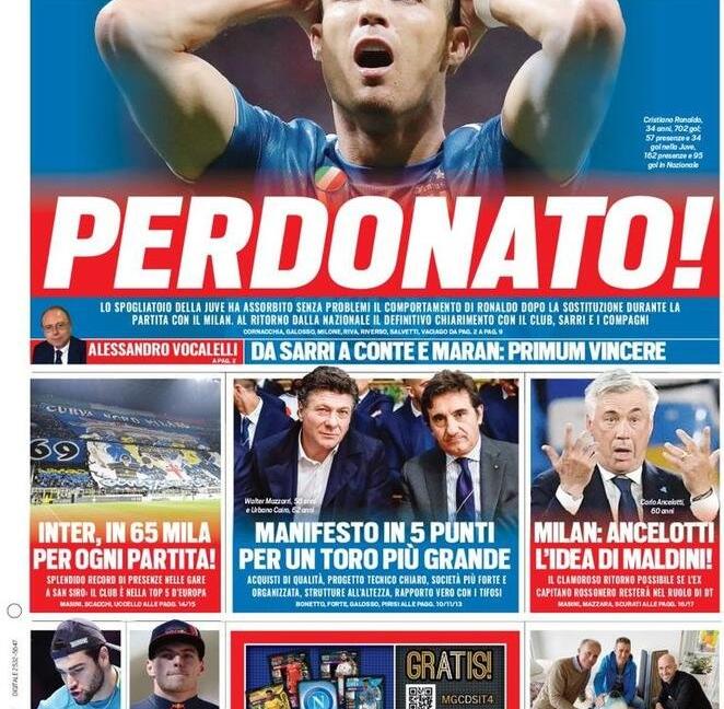 'Zaniolo azzurro, Kean escluso' e 'Haaland, stella promessa': le prime pagine