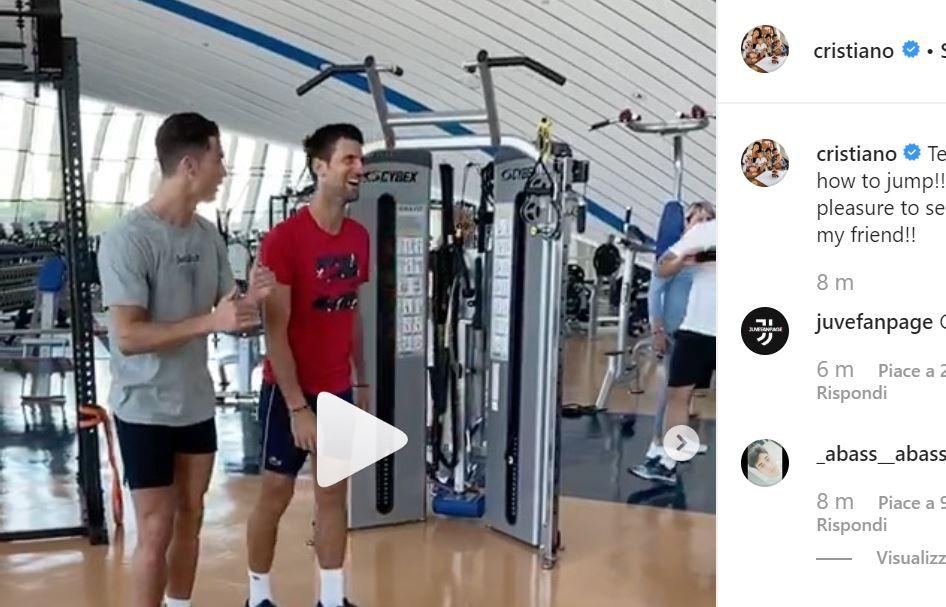 Ronaldo e Djokovic insieme: 'Gli insegno a saltare' VIDEO