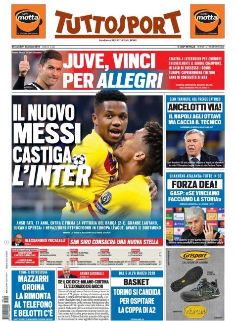 'Juve vinci per Allegri', 'Conte non passa più': le prime dei quotidiani