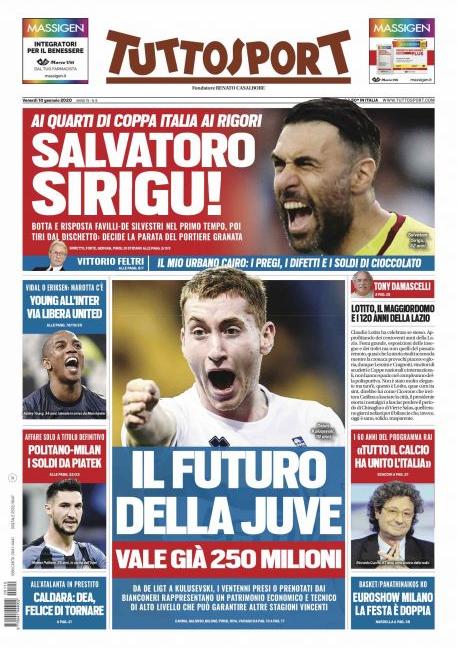 'L'Ora Capitale', "Il futuro della Juve': le prime pagine dei giornali