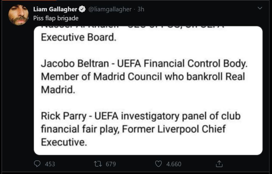 City, Liam Gallagher contro l'Uefa: 'Brigata di figh**te'. E posta una FOTO di Agnelli