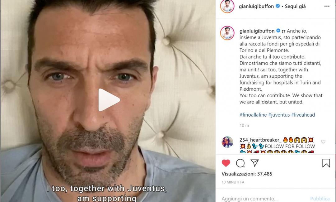 Buffon partecipa alla raccolta fondi Juve: 'Distanti, ma uniti!'