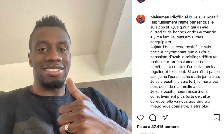 Matuidi: 'Sono positivo, ma ho il morale alto. Ne usciremo tutti più forti'