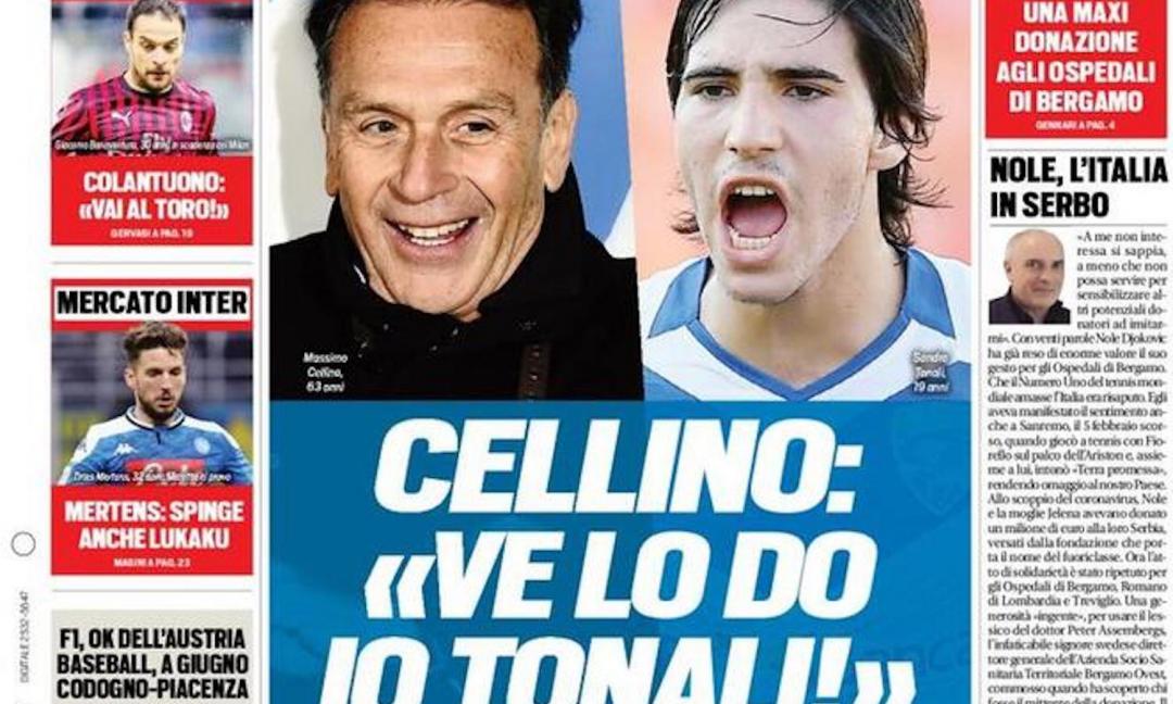 ‘Ve lo do io Tonali!’, ‘Calcio, stai sbagliando’: le prime pagine