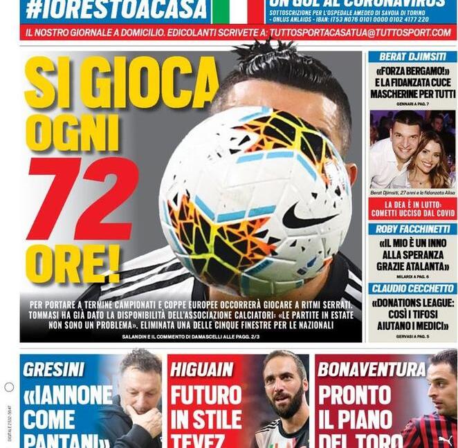 'Si gioca ogni 72 ore' e 'Avviso ai Presidenti': le prime pagine dei giornali