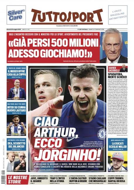 'Ciao Arthur, c'è Jorginho'. Affare Milik e in Spagna... Le prime pagine di oggi