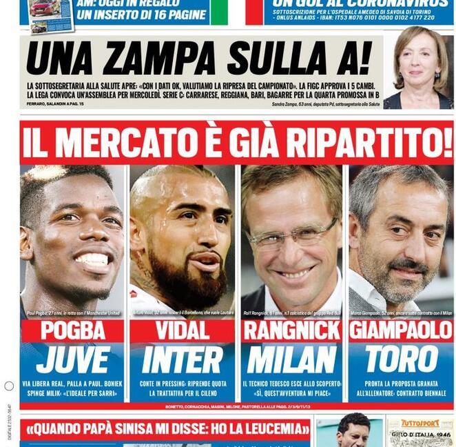 'Chiesa: Se chiamano Juve o Inter penso alla Fiorentina', 'Via libera Real per Pogba': le prime pagine dei giornali