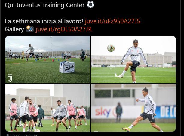 Juve, primo allenamento con la 'nuova maglia'