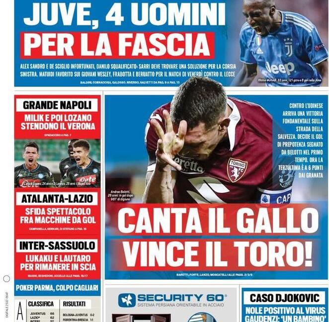 'Arthur più vicino, in 4 per la fascia': Juve, le prime pagine dei giornali