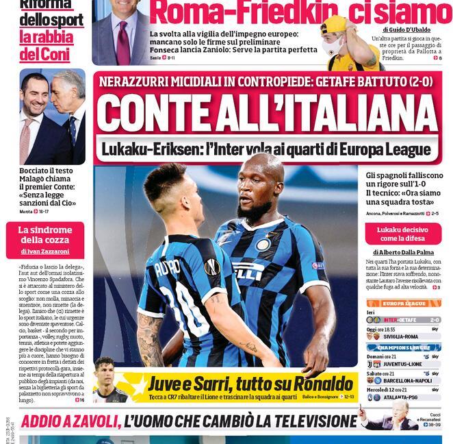 'Juve-Lione, più di un esame': le prime pagine dei giornali