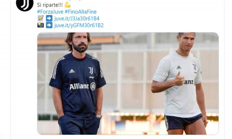 Pirlo: 'Allenamento alla grande'. Ronaldo: 'Rieccoci!'. Il ritorno della Juve visto dai protagonisti