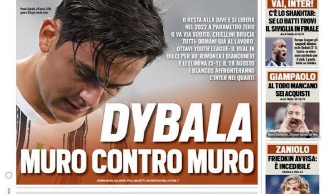 ‘Dybala, muro contro muro’, ’La notte di Conte’: le prime pagine