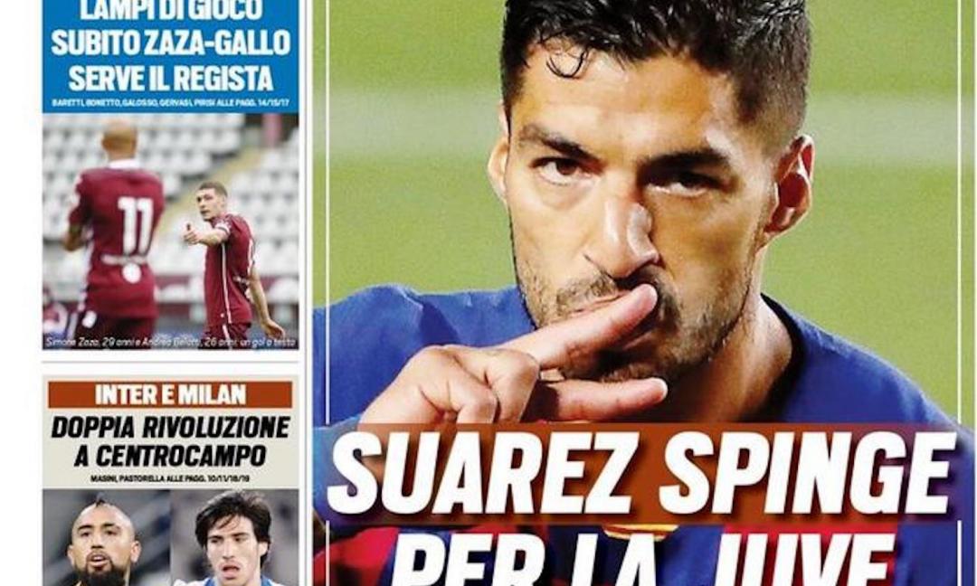 ‘Suarez spinge per la Juve’, ‘Pirlo alla Conte’: le prime pagine