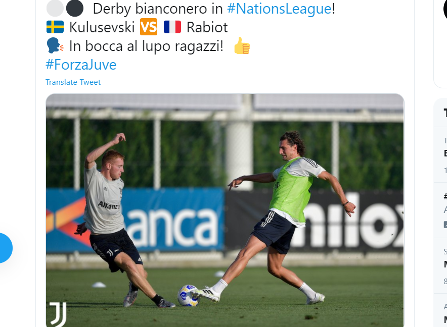 Nations League, stasera il derby Juve: Kulusevski contro Rabiot