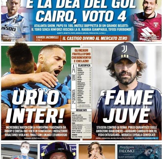 'Dzeko contro Ronaldo', 'Fame Juve': le prime pagine dei giornali