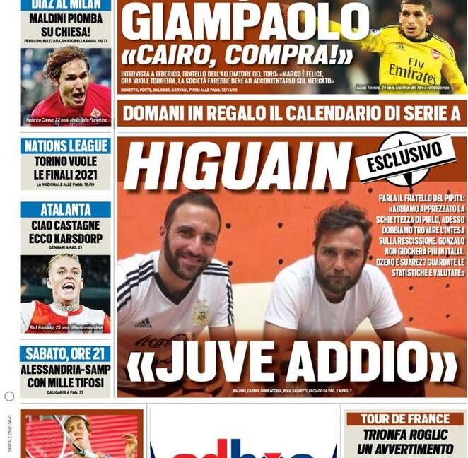 Higuain-Juve, è addio. Parla il fratello: 'Lascerà l'Italia, dobbiamo trovare l'accordo sulla rescissione'