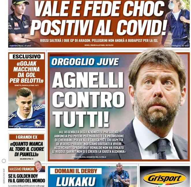 'Orgoglio Juve, Agnelli contro tutti', 'CR7 caso di Stato': le prime pagine dei giornali
