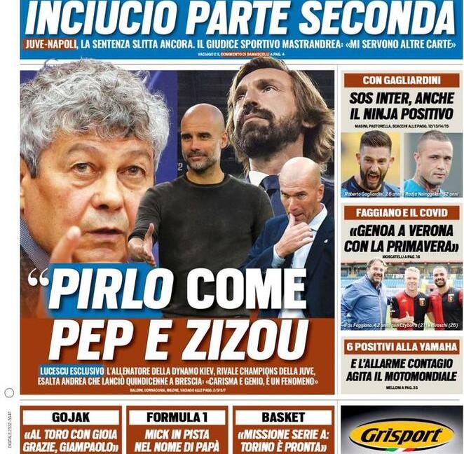 Pirlo come Pep Zizou', 'La Juve è la più ricca': prime pagine dei giornali | ilbianconero.com